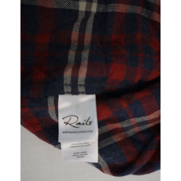 Rails Men’s Sz XL Navy/Red/Cream Felix Plaid Button-Down Flannel L/S Shirt - Picture 7 of 12